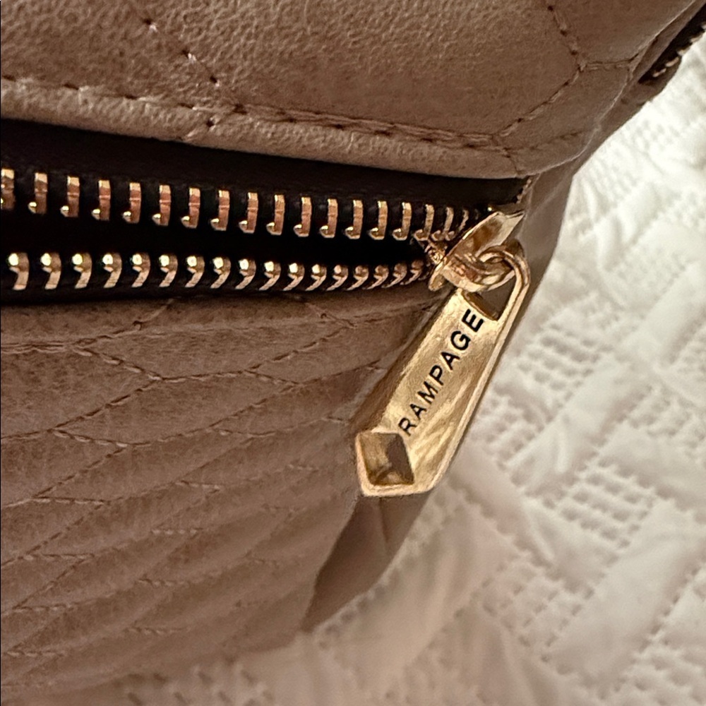 Rampage Taupe Quilted Front Pocket Mini Backpack with Gold Accents - Picture 4 of 7
